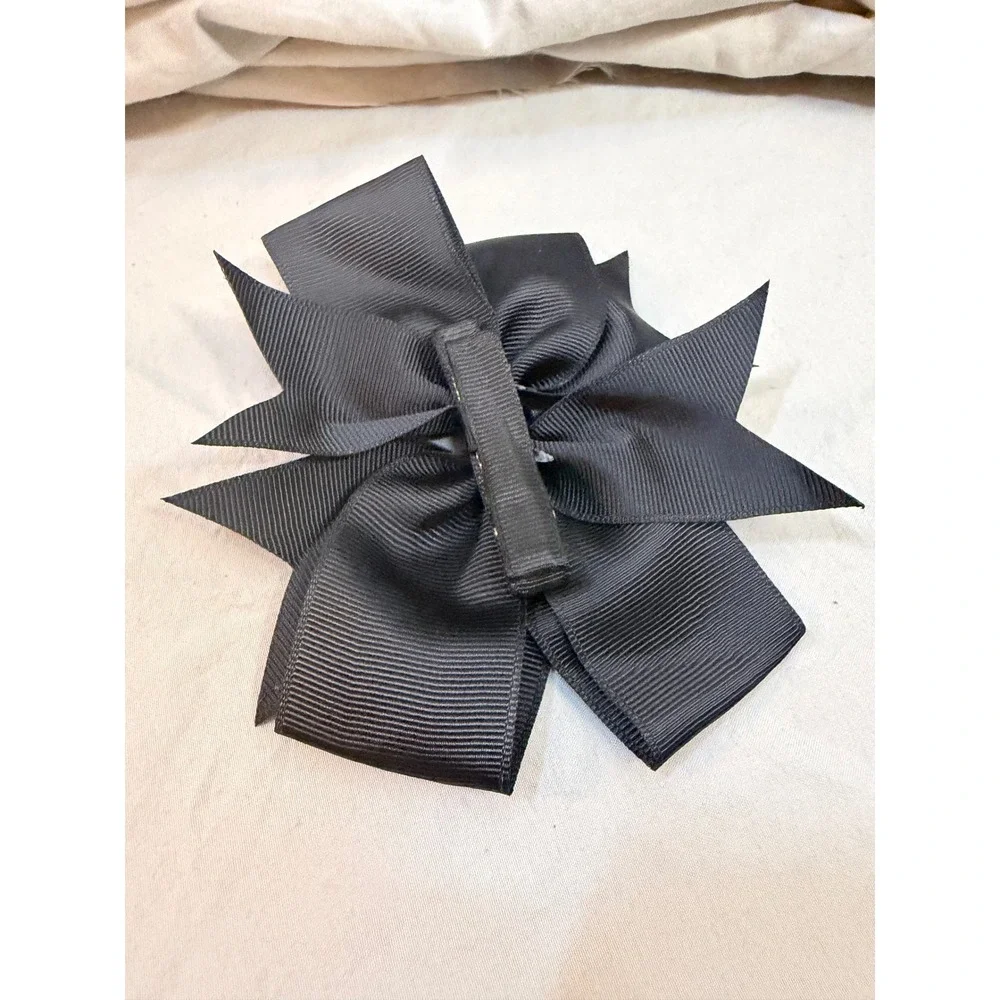 Girls Black Grosgrain Ribbon Boutique Hair Bow Alligator Clip Accessory